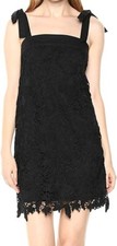 Kensie Women's Bold Lace Sleeveless Shoulder-Tie Dress, Black, Medium
