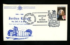 US Postal History Masonic Mason Jordan Lodge 247 Label 2/22/1984 Mount Vernon VA