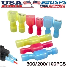 300PCS Wire Crimp Spade Terminals Kit Nylon Fully Insulated Connectors AWG 22-10