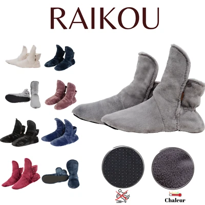 RAIKOU Hausschuhe Hüttenschuhe Flanell Anti Rutsch Socken Haussocken Winter Pantoffeln