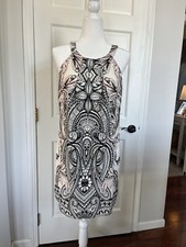 Windsor Chiffon Halter Black And Cream Paisley Dress Size Med NEW WITH TAGS