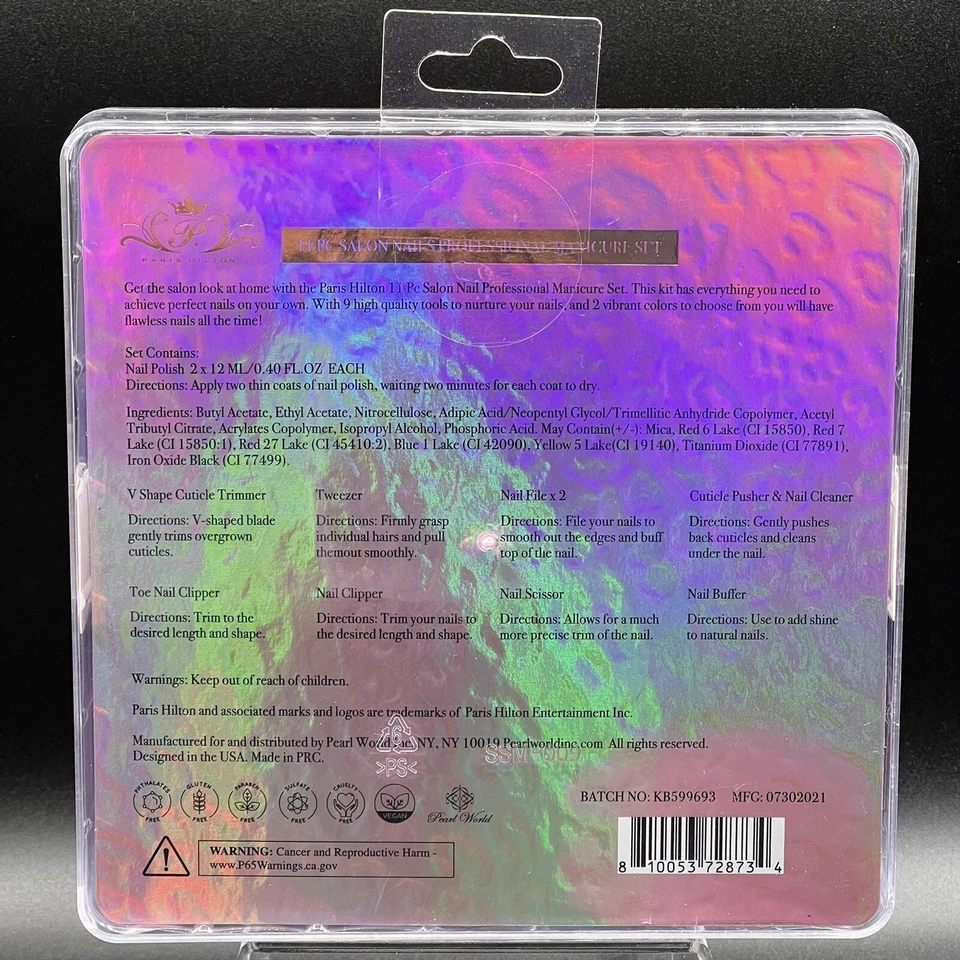 Paris Hilton 11 piezas Kit Profesional Manicura Uñas Pedicura Set Raro Belleza Nuevo Foto 2 de 4