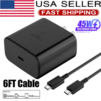 6FT Type Usb-C 45W Super Fast Wall Charger For Samsung Galaxy S24 S23 S22 S21+