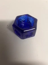 Moser Salt Cellar Salt Dip Cobalt Blue Hexagon.