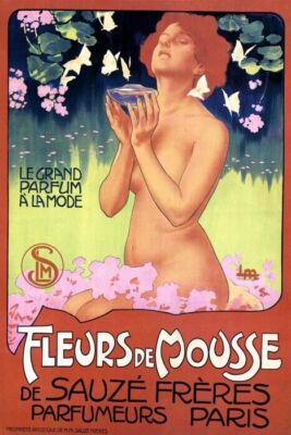 PERFUME FRENCH FASHION GIRL FLEURS MOUSSE FLOWERS EUROPE VINTAGE POSTER REPRO