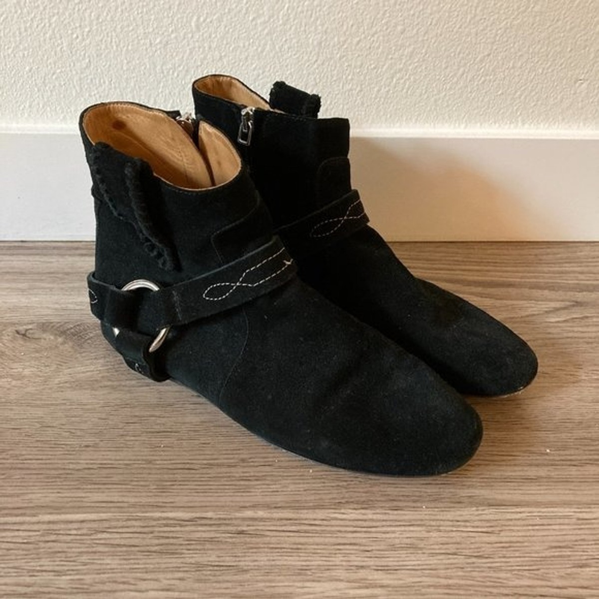 Isabel Marant Etoile Ralph Gaucho Black Suede Ankle Boots
