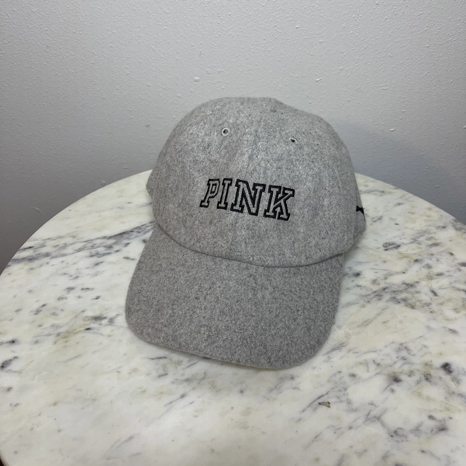 ROSA Victoria's Secret Mujer Lana Gorra de Béisbol Ajustable Color Gris NUEVO -N1 Foto 2 de 4