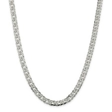 Sterling Silver Solid Diamond Cut 6.25mm Double 6 Side Flat Link Chain 18" - 24"