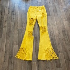 NWT Aphrodite Yellow Bell Bottom Distressed H...