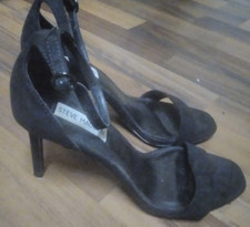 Steve Madden-Riemchen Pumps High Heels,schwarz,Black Micro Gr.37 / 6.5, wie  Neu