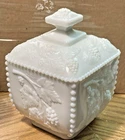 Westmoreland Milk Glass Candy Dish with Lid 5.5” Tall MCM Vintage