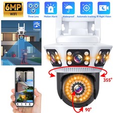 Triple Lens IP Camera Outdoor WiFi Home Security PTZ Night Vision Cam Waterproof