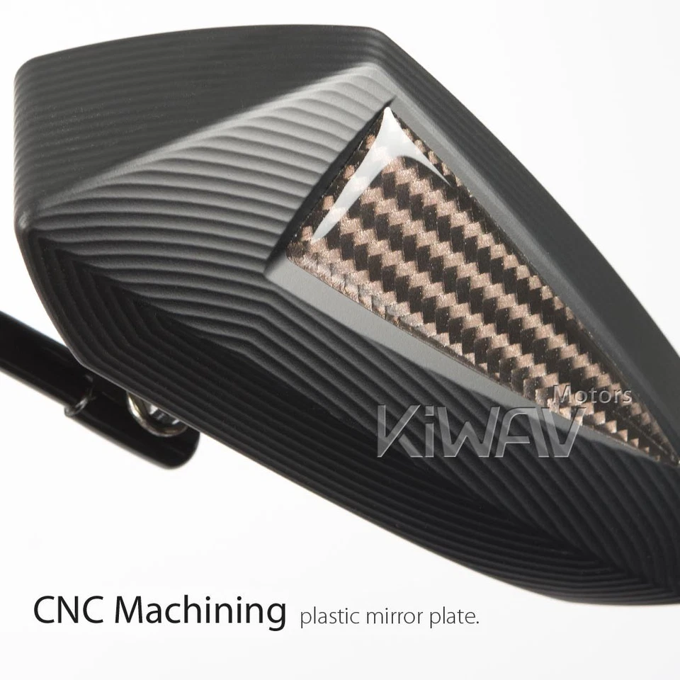 Espejo retrovisor negro Scoot líneas grises patrón fibra carbono 10mm 8mm se adapta a Ducati Yamaha Foto 4 de 4