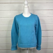GAP Blue Knitted Cuff Sweater Sweatshirt Scoop Neck Long Sleeve Top Size XL