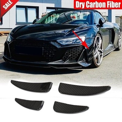 For Audi R8 GT V10 2022-2024 Dry Carbon Front Bumper Canards Fins Lip Splitters