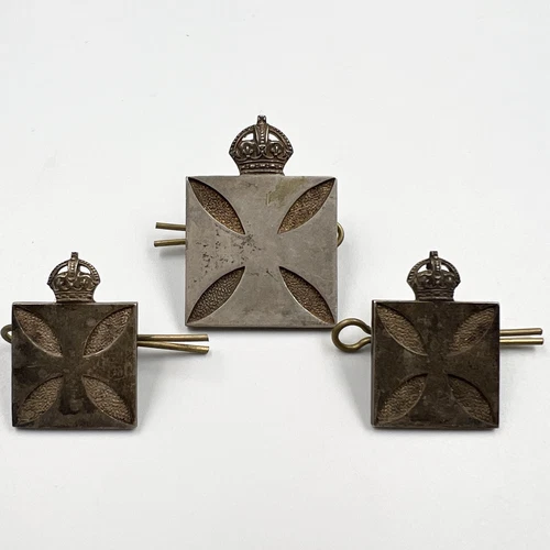 Genuine WW1 Army Chaplains Department Officers Silver Cap & Collar Badges J&Co