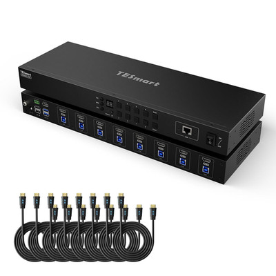 USB 3.0 HDMI KVM Switch 8 Port 4K@60Hz, 8X1 Rackmount KVM Enterprise-Grade EDID