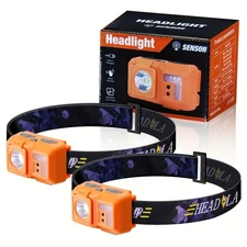 2x USB Rechargeable LED Headlamp Headlight Head Light Work Light Head Band