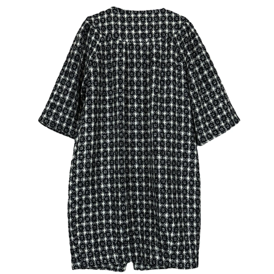 Walter Tweed Boucle Geo Pocketed Buttoned Coat Jacket Black Gray Cream Size 2 - Image 2 of 4