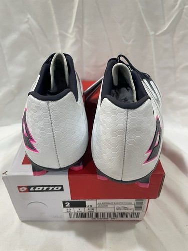 Lotto Maestro 700 IV FG Jr Size 2 White Pink Lace Up Girl's Soccer Cleats New - Picture 3 of 6