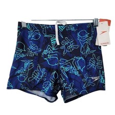 New NWT Boys Speedo Swin Trunk Bottom Size Small Beach Star Print Square Leg