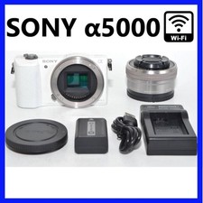 Sony Alpha 5000 Mirrorless Camera White WiFi Transfer 16-55mm Lens Bundle