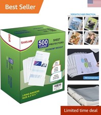 Archival Safe Plastic Sheet Protectors - 500 Pack for Document Storage