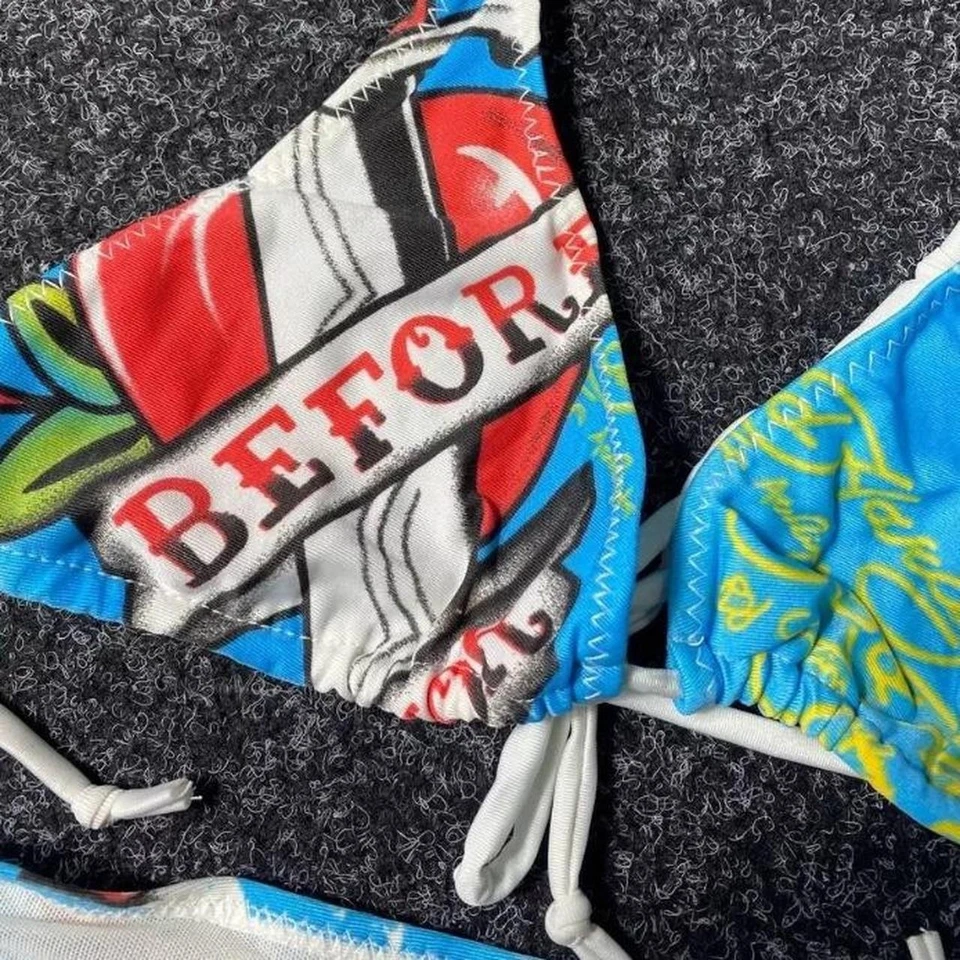 NWT Ed Hardy By Christian Audigier Multicolor Womens Swimsuit Underwear RARE - Image 2 of 4