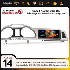 Qualcomm 8 Kern Android 14 Autoradio Navi CarPlay Bluetooth Für Audi A6 MMI-2G
