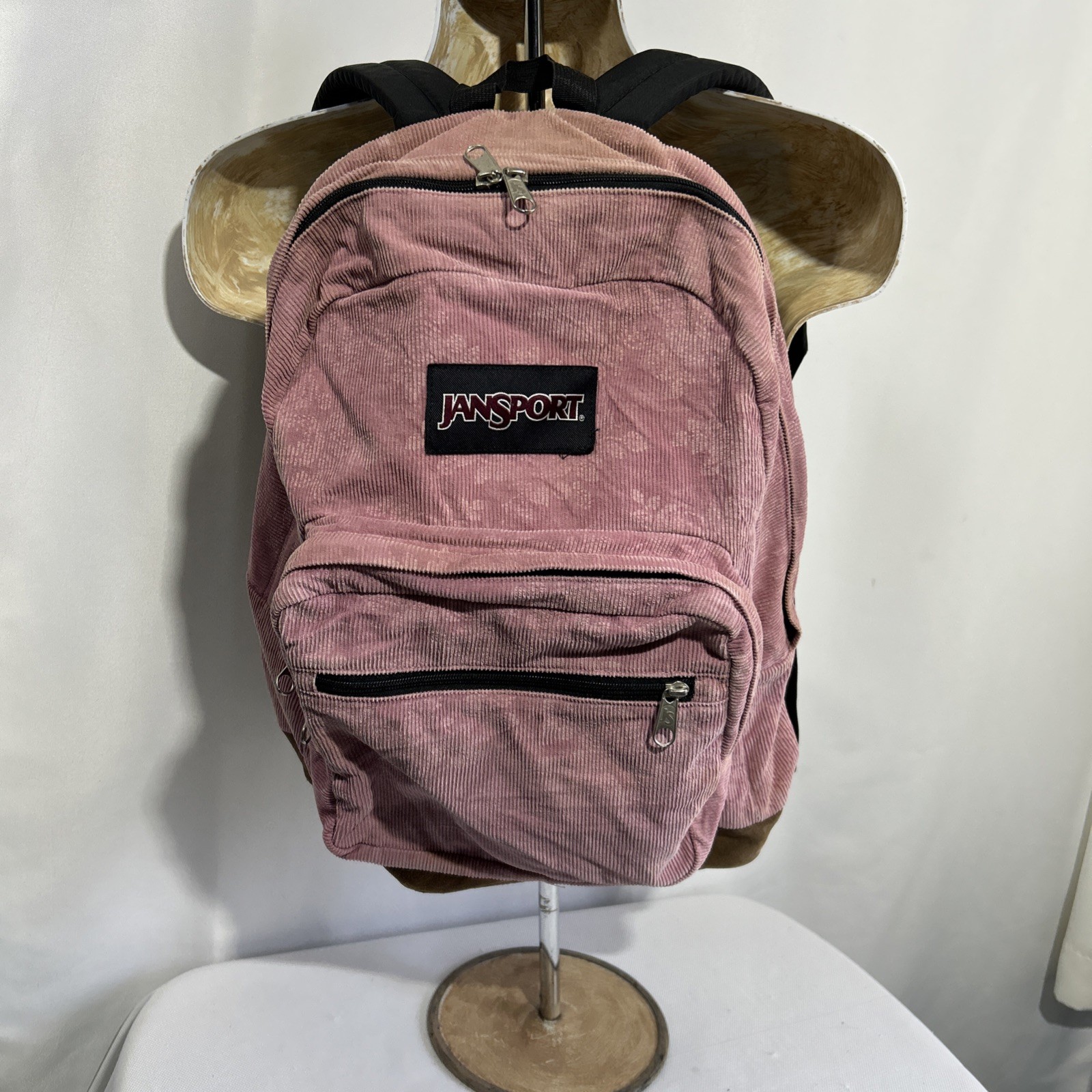 JanSport JS00TZR6 Backpack Corduroy Leather Bottom Floral Stain*