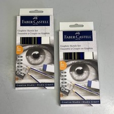 FABER-CASTELL 2 PACK Graphite Sketch Pencil Set W/ Clay 8 Piece Set 114000T