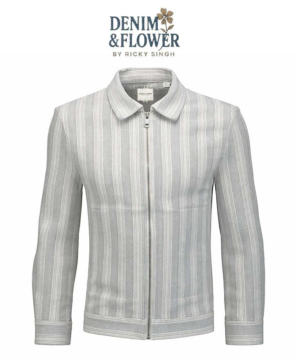 DENIM & FLOWER TEXTURED JACKET-SHACKET / NEW / XL