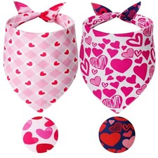 Valentine's Dog Bandanas 2PCS, Triangle Reversible Large Valentine C-26