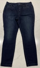 NYDJ Ami Skinny JEANS Denim Stretch Soft Blue Dark Wash LIFT TUCK Sz 12 EUC