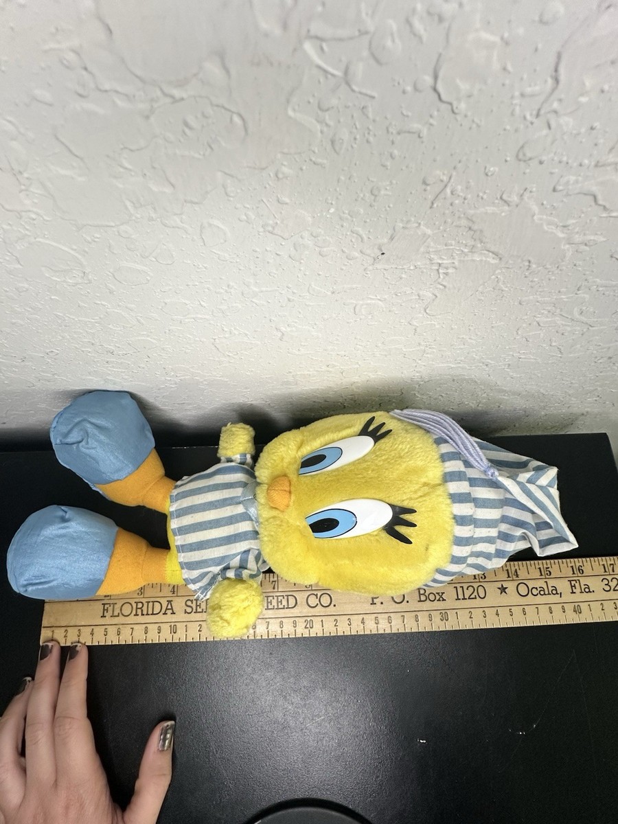 Large Looney Tunes Tweety Bird in Pajamas Plush 1997 VTG Vintage