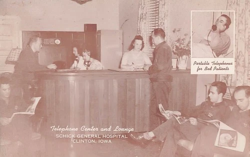 Vintage WW2 Military Hospital Postcard Schick General Hospital Clinton Iowa 1944