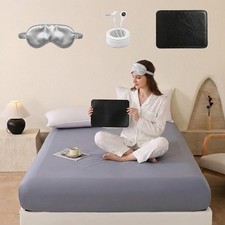 Premium Grounding Fitted Sheet - 25 Silver Infuse Fiber  Cotton gray Queen 