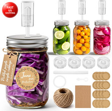 4-Pack Fermentation Kit for Wide Mouth Mason Fermentation Jar- 4 Glass Fermentin