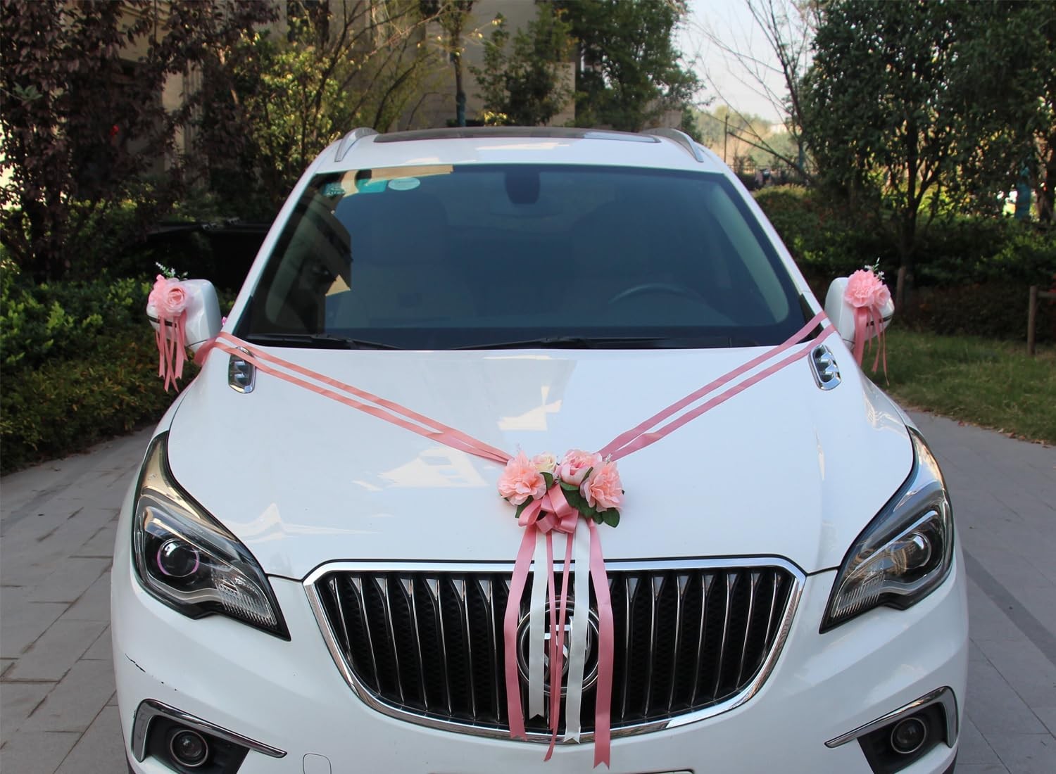 Décoration Voiture Mariage Rose pour Romantique Cortège Nuptial et Photos