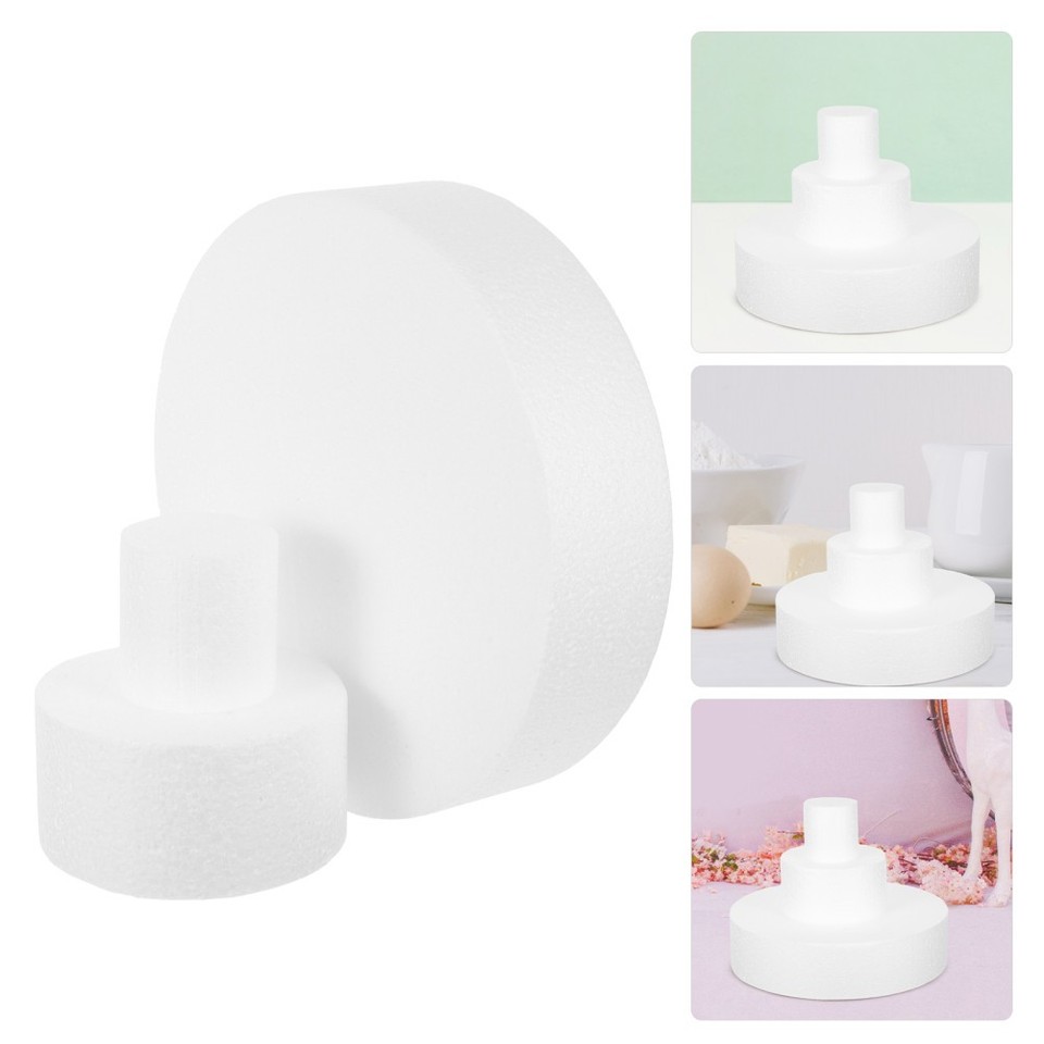 3Pcs Round Foam Cake Dummy White for Fondant Icing Cake Decorating ...