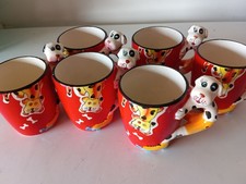 Ensemble mugs collection 3D déco ''chien rigolo'' 6 pièces (NEUFS)
