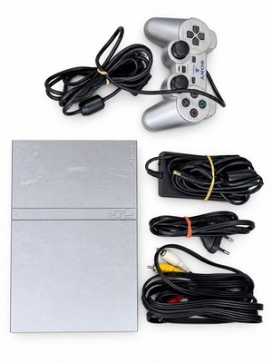 Sony PlayStation 2 PS2 Slim Silber Konsole mit Controller