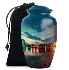 Beach 10 Inch Burial Cremation Jar for Men Ashes Memorial Funeral Decorative