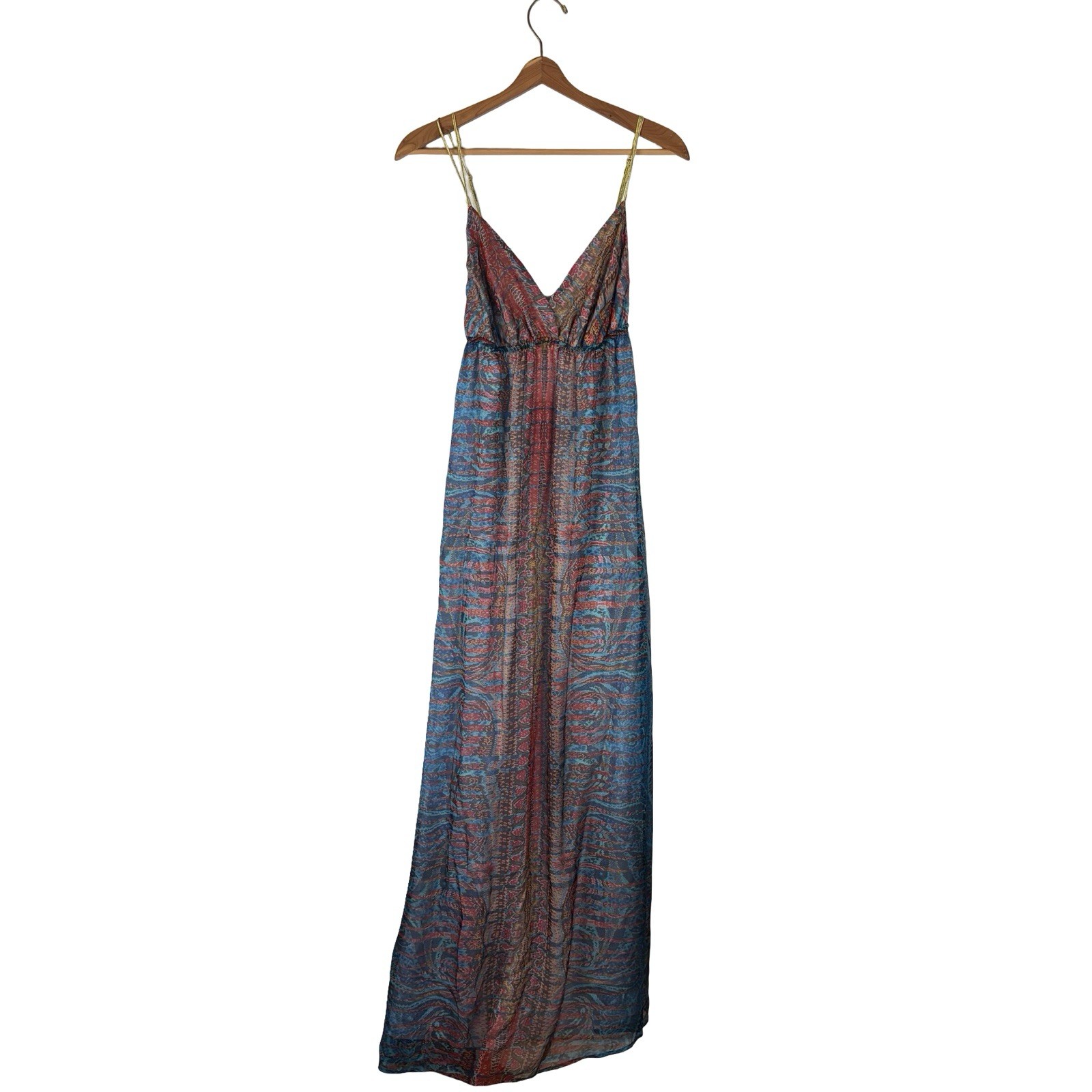 NWT Gypsy 05 Silk Boho Maxi Dress Anthropologie Large Multicolor Long