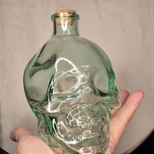 Glass SKULL Bottle Cork Skull Decor 7  tall halloween tattoos new goth decor