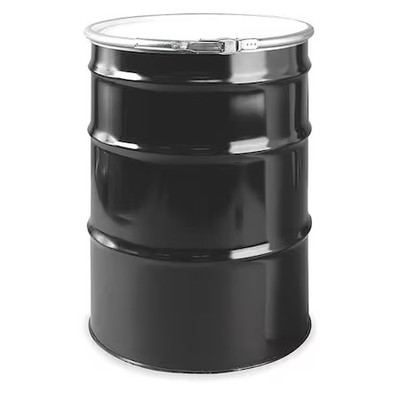 Open Head Transport Drum, Steel, 55 Gal, Unlined, Black, Cq5504q