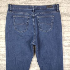 Lee Jeans Womens 16 Long High Rise Relaxed Straight Dark Wash Blue Measure 35x33