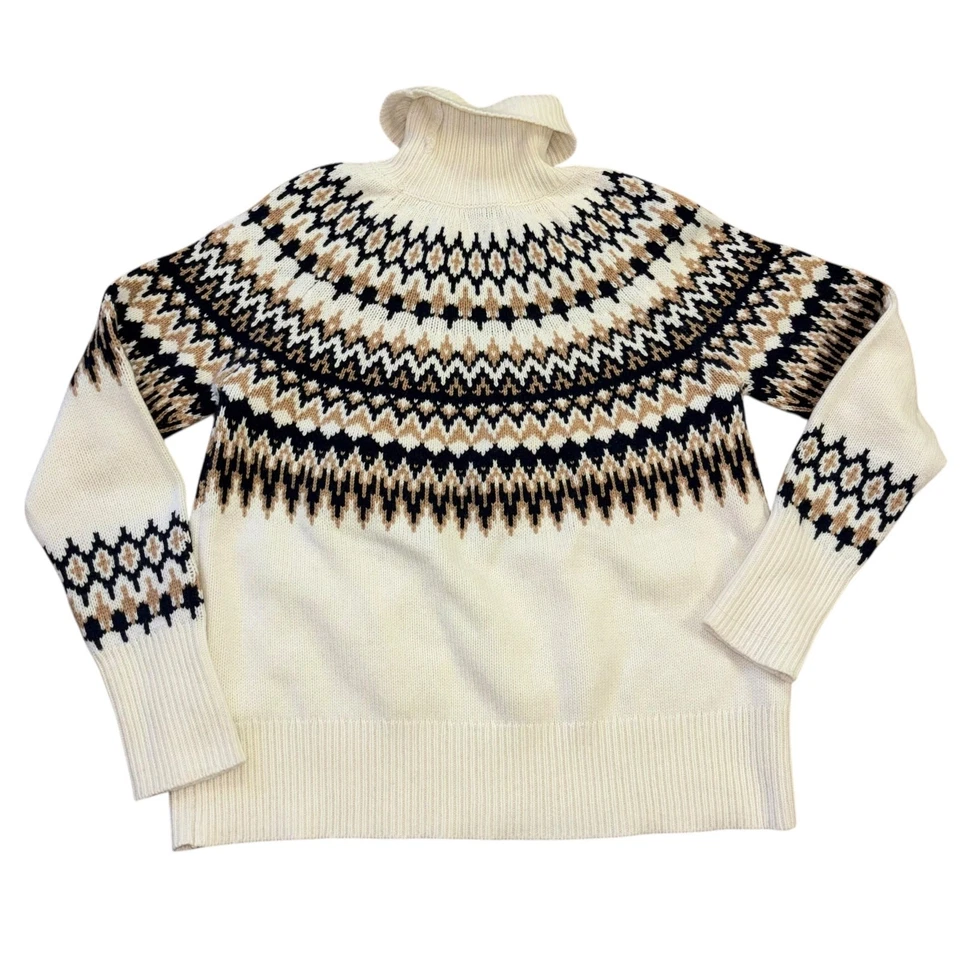 Suéter Top Vineyard Vines Nordic Fairisle Mezcla de Lana Para Mujer’s M Cuello Alto Tejido Foto 2 de 4