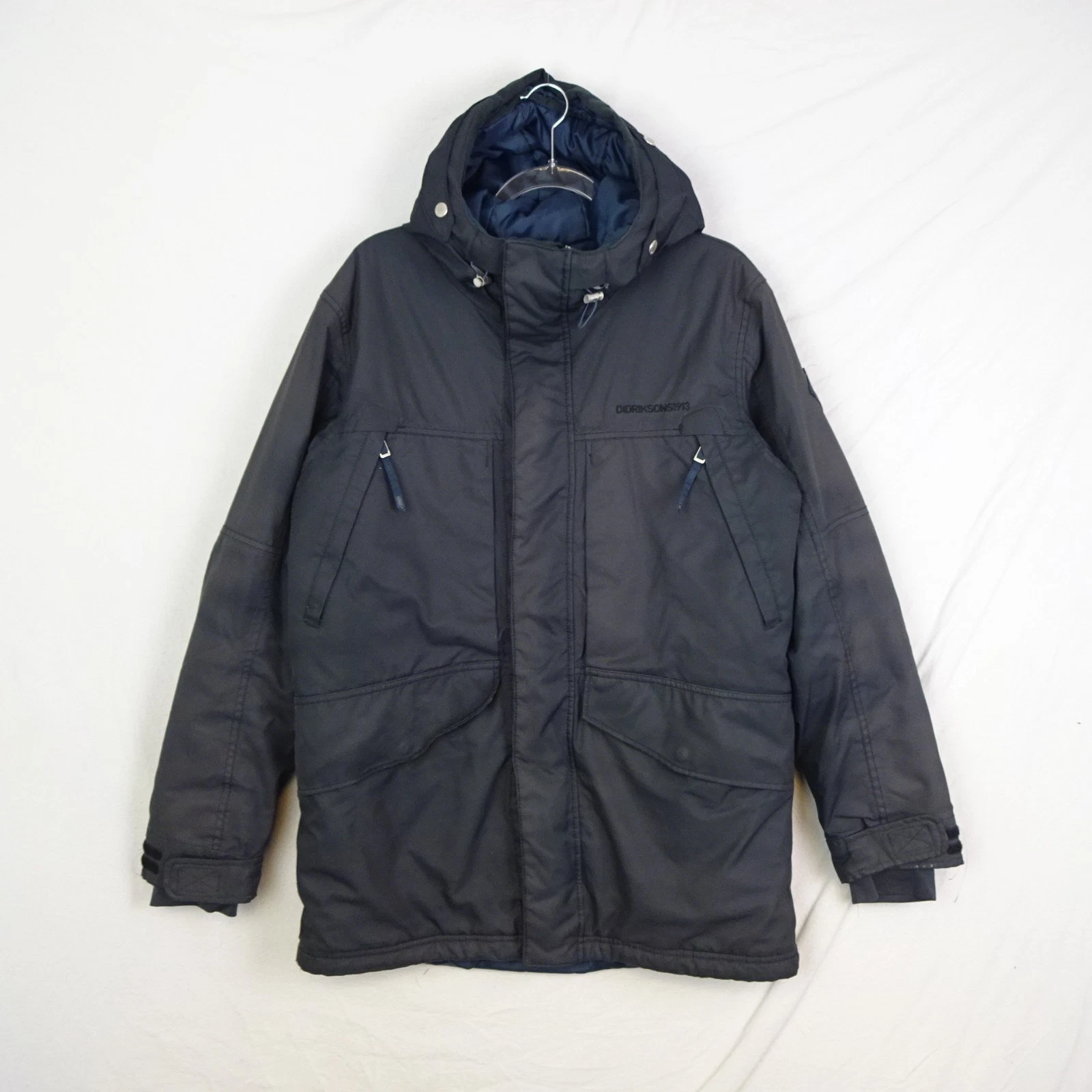 Didriksons Jacket Mens Medium Grey Storm Systems Coat Hooded 100% Waterproof