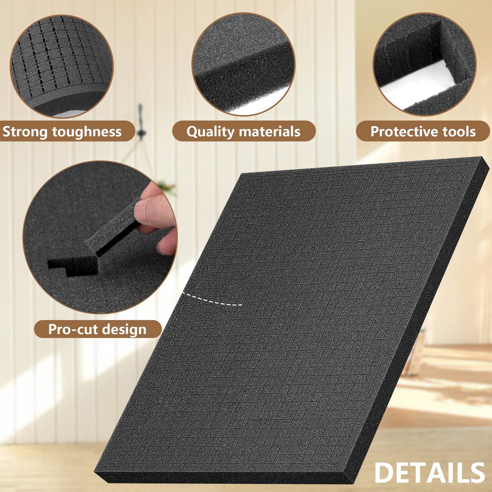 4PCS Pick Apart Foam Inserts, Pick and Pluck Foam Sheets for Toolbox,  Cases